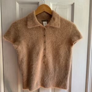 Vintage J.Crew Premium Fuzzy Angora Blend Short Sleeve Polo Sweater - Size XS